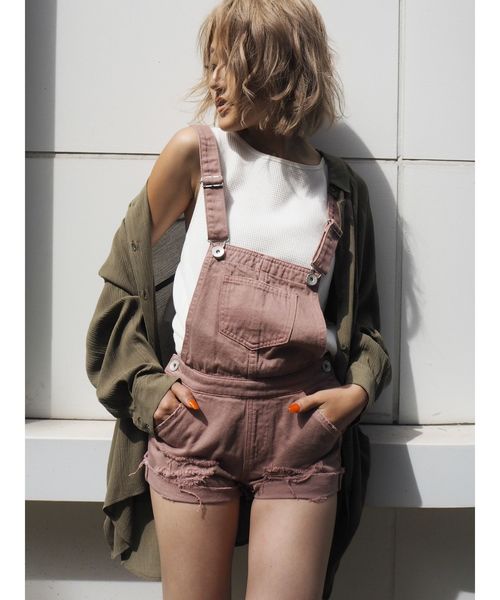 GYDA(ジェイダ)の「サロペSPT(サロペット/オーバーオール・レディース・ピンク/ブルー/オフホワイト・MEDIUM/SMALL)」の1枚目の写真