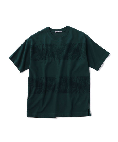 SHIPS(シップス)の「SU: リーフ ジャカード パイル ボーダー Tシャツ(Tシャツ/カットソー・メンズ・グリーン/ネイビー/オフホワイト・MEDIUM/LARGE/SMALL/X-LARGE)」の3枚目の写真