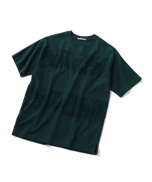 SHIPS(シップス)の「SU: リーフ ジャカード パイル ボーダー Tシャツ(Tシャツ/カットソー・メンズ・グリーン/ネイビー/オフホワイト・MEDIUM/LARGE/SMALL/X-LARGE)」の9枚目の写真