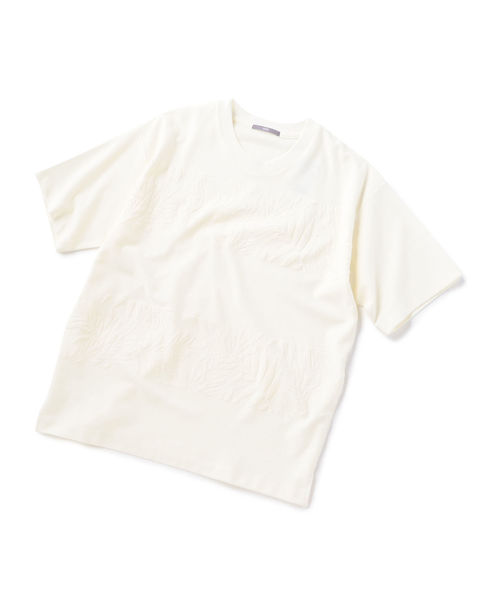 SHIPS(シップス)の「SU: リーフ ジャカード パイル ボーダー Tシャツ(Tシャツ/カットソー・メンズ・グリーン/ネイビー/オフホワイト・MEDIUM/LARGE/SMALL/X-LARGE)」の7枚目の写真