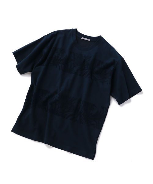 SHIPS(シップス)の「SU: リーフ ジャカード パイル ボーダー Tシャツ(Tシャツ/カットソー・メンズ・グリーン/ネイビー/オフホワイト・MEDIUM/LARGE/SMALL/X-LARGE)」の5枚目の写真