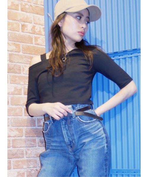 GYDA（ジェイダ）の「ワンショルトップス（Tシャツ/カットソー・レディース・ブラック/ベージュ/オフホワイト/カーキ・FREE）」の5枚目の写真