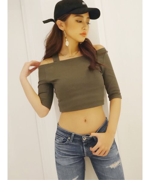 GYDA（ジェイダ）の「ワンショルトップス（Tシャツ/カットソー・レディース・ブラック/ベージュ/オフホワイト/カーキ・FREE）」の14枚目の写真