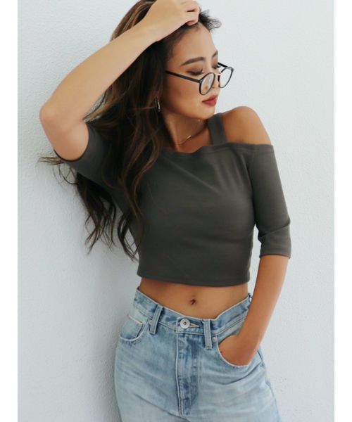 GYDA（ジェイダ）の「ワンショルトップス（Tシャツ/カットソー・レディース・ブラック/ベージュ/オフホワイト/カーキ・FREE）」の16枚目の写真