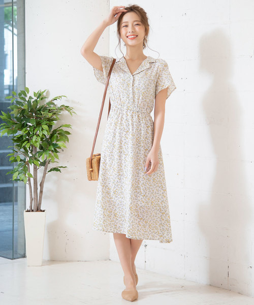 KOBE LETTUCE(コウベレタス)の「バックリボンロング丈開襟シャツワンピース(ワンピース・レディース・ブラック/ホワイト系その他/グリーン系その他/ピンク系その他・FREE)」の2枚目の写真