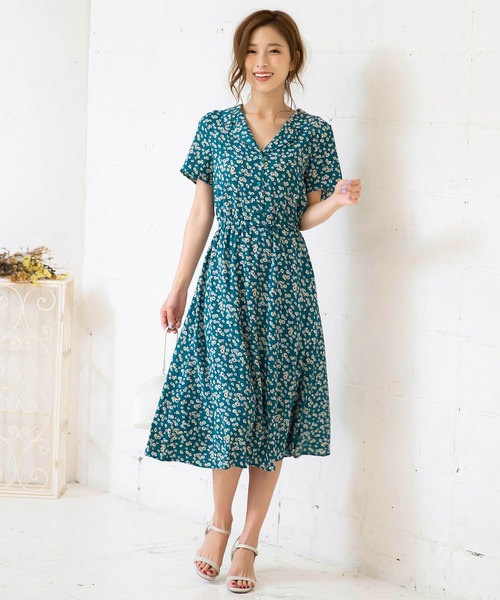 KOBE LETTUCE(コウベレタス)の「バックリボンロング丈開襟シャツワンピース(ワンピース・レディース・ブラック/ホワイト系その他/グリーン系その他/ピンク系その他・FREE)」の1枚目の写真