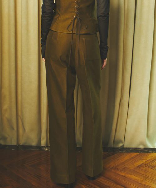 MAISON SPECIAL（メゾンスペシャル）の「◎GINZA 10月号掲載：モールスキンワイドストレートパンツ【MAISON SPECIAL/メゾンスペシャル】■セットアップ対応■（その他パンツ・レディース・カーキ・38/36）」の9枚目の写真