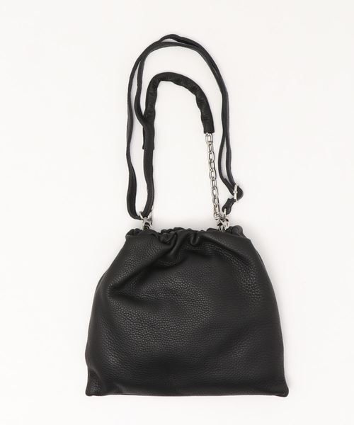 Beau're（ヴュレ）の「【Ｂｅａｕｒｅ】レザー巾着バッグ（ショルダーバッグ・レディース・ブラック/グレー・フリー）」の3枚目の写真