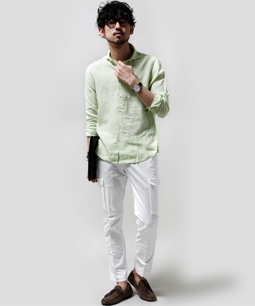 NANO universe（ナノユニバース）の「フレンチLinenシャツ（シャツ/ブラウス・メンズ・ホワイト/サックスブルー/ピンク/ラベンダー/オレンジ/イエロー/グリーン/ブルー・SMALL/X-LARGE/MEDIUM/LARGE）」の17枚目の写真