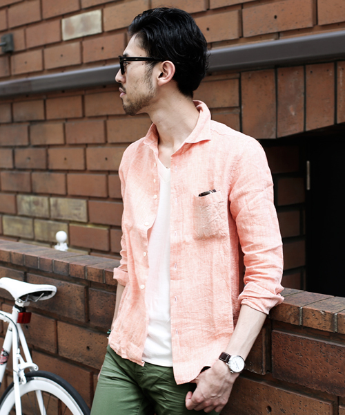 NANO universe（ナノユニバース）の「フレンチLinenシャツ（シャツ/ブラウス・メンズ・ホワイト/サックスブルー/ピンク/ラベンダー/オレンジ/イエロー/グリーン/ブルー・SMALL/X-LARGE/MEDIUM/LARGE）」の22枚目の写真