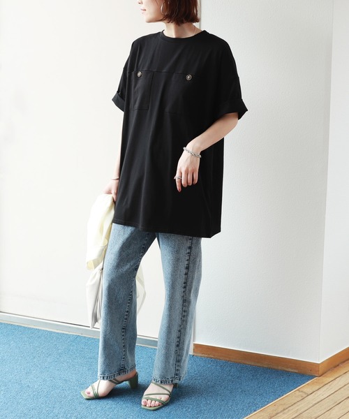 ダークブルー 半袖シャツ 左胸ポケット付き - メルカリ