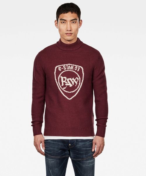 G-STAR(ジースター)の「Monogram Mock Turtle Knitted Sweater(ニット/セーター・メンズ・ダークグレー/ワインレッド/ダークブルー・SMALL/MEDIUM/LARGE/X-SMALL)」の1枚目の写真