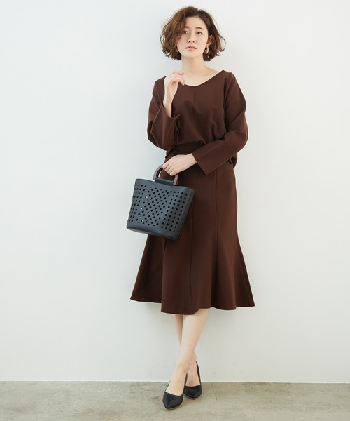 ROPE' PICNIC（ロペピクニック）の「【セットアップ対応】【2WAY】起毛ポンチプルオーバー（その他トップス・レディース・ベージュ系その他/ブラウン系その他2/ダークブラウン・40/38）」の5枚目の写真