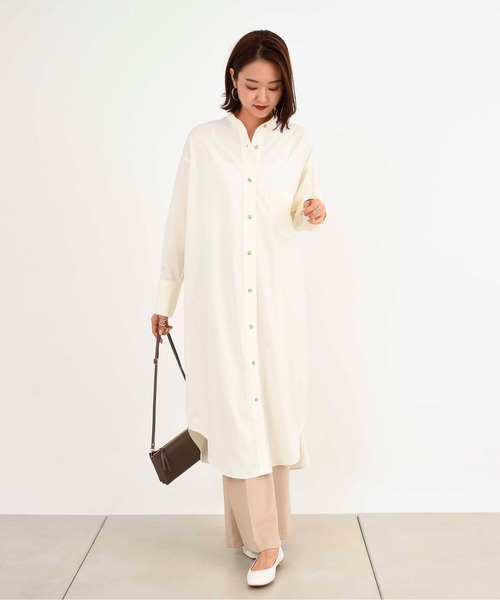 DouDou（ドゥドゥ）の「ピーチラングサテンロングシャツワンピース（ワンピース・レディース・オフホワイト・FREE）」の20枚目の写真