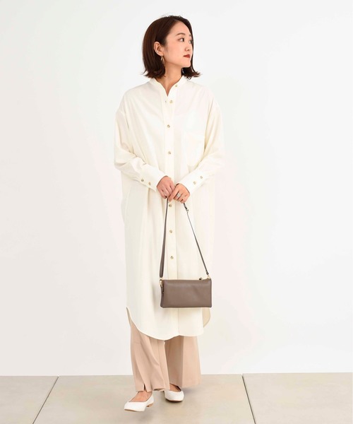 DouDou（ドゥドゥ）の「ピーチラングサテンロングシャツワンピース（ワンピース・レディース・オフホワイト・FREE）」の19枚目の写真
