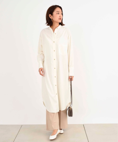 DouDou（ドゥドゥ）の「ピーチラングサテンロングシャツワンピース（ワンピース・レディース・オフホワイト・FREE）」の18枚目の写真