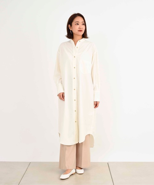 DouDou（ドゥドゥ）の「ピーチラングサテンロングシャツワンピース（ワンピース・レディース・オフホワイト・FREE）」の17枚目の写真