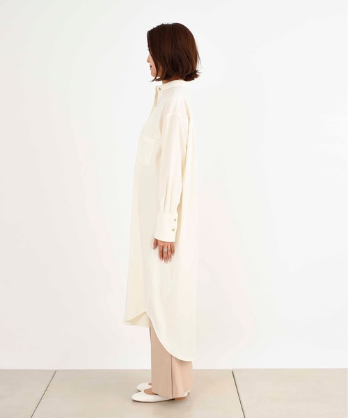DouDou（ドゥドゥ）の「ピーチラングサテンロングシャツワンピース（ワンピース・レディース・オフホワイト・FREE）」の16枚目の写真