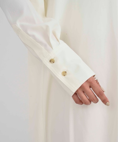 DouDou（ドゥドゥ）の「ピーチラングサテンロングシャツワンピース（ワンピース・レディース・オフホワイト・FREE）」の12枚目の写真