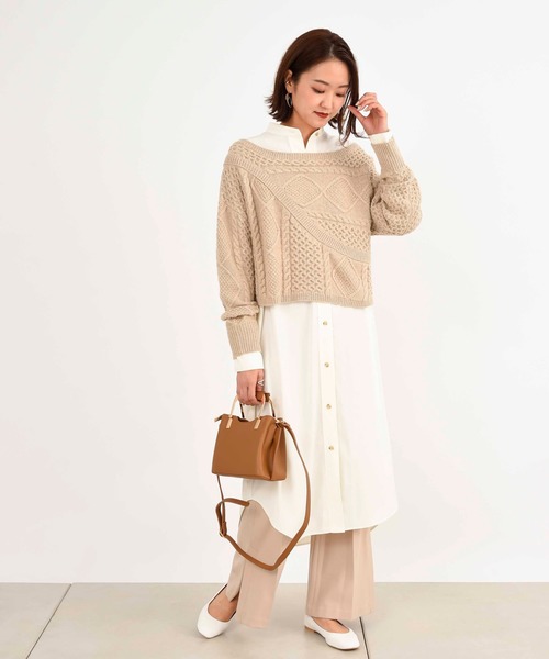 DouDou（ドゥドゥ）の「ピーチラングサテンロングシャツワンピース（ワンピース・レディース・オフホワイト・FREE）」の10枚目の写真