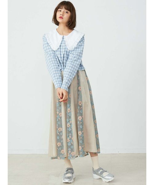 merry jenny(メリージェニー)の「Bigカラーギンガムカーディガン(カーディガン/ボレロ・レディース・ライトブルー/ブラック/ベージュ・FREE)」の7枚目の写真