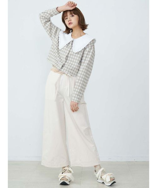 merry jenny(メリージェニー)の「Bigカラーギンガムカーディガン(カーディガン/ボレロ・レディース・ライトブルー/ブラック/ベージュ・FREE)」の10枚目の写真