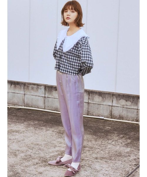 merry jenny(メリージェニー)の「Bigカラーギンガムカーディガン(カーディガン/ボレロ・レディース・ライトブルー/ブラック/ベージュ・FREE)」の12枚目の写真