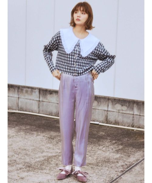 merry jenny(メリージェニー)の「Bigカラーギンガムカーディガン(カーディガン/ボレロ・レディース・ライトブルー/ブラック/ベージュ・FREE)」の14枚目の写真