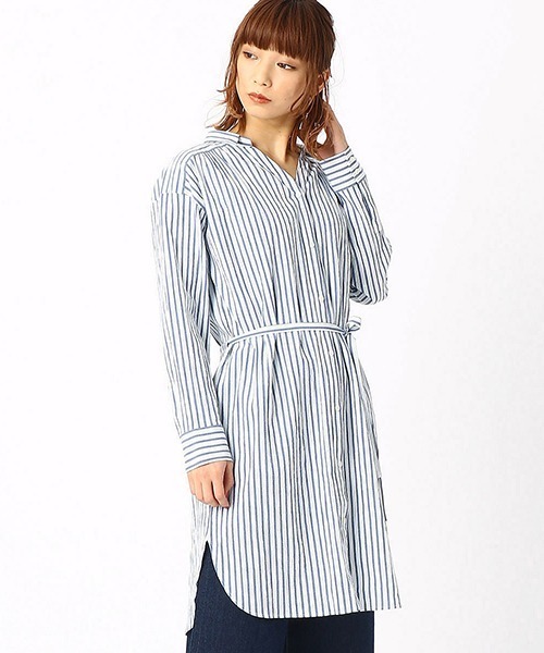 COMME CA ISM（コムサイズム）の「シアサッカー ストライプ シャツ  