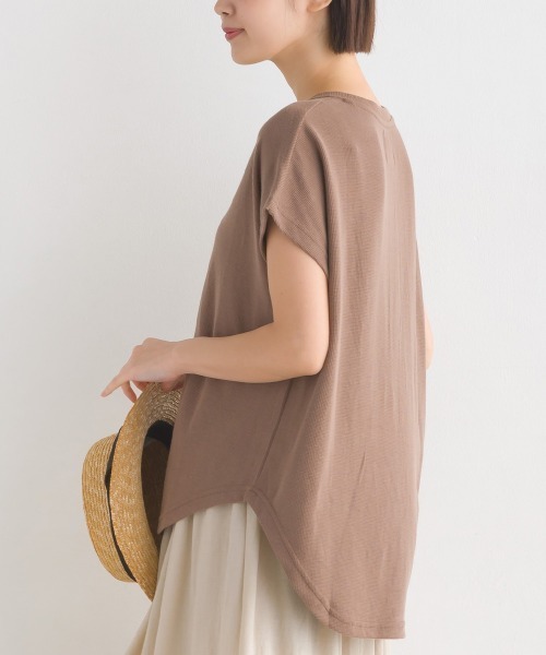 OMNES Another Edition（オムネス アナザーエディション）の「ベアワッフルヘンリーネックトップス（Tシャツ/カットソー・レディース・ホワイト/チャコールグレー/ブラウン/ブルー/グレイッシュベージュ/イエロー/グリーン・FREE）」の9枚目の写真