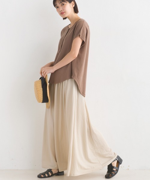 OMNES Another Edition（オムネス アナザーエディション）の「ベアワッフルヘンリーネックトップス（Tシャツ/カットソー・レディース・ホワイト/チャコールグレー/ブラウン/ブルー/グレイッシュベージュ/イエロー/グリーン・FREE）」の12枚目の写真