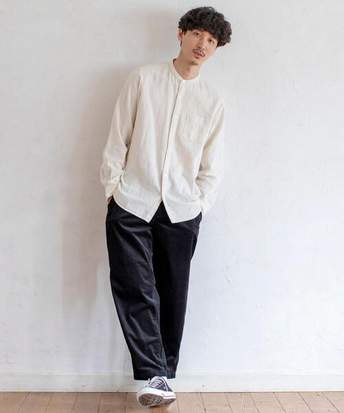 coen(コーエン)の「ウィンターリネンバンドカラーシャツ#(シャツ/ブラウス・メンズ・オフホワイト/ダークグリーン/ネイビー/ベージュ・X-LARGE/LARGE/MEDIUM/SMALL)」の16枚目の写真