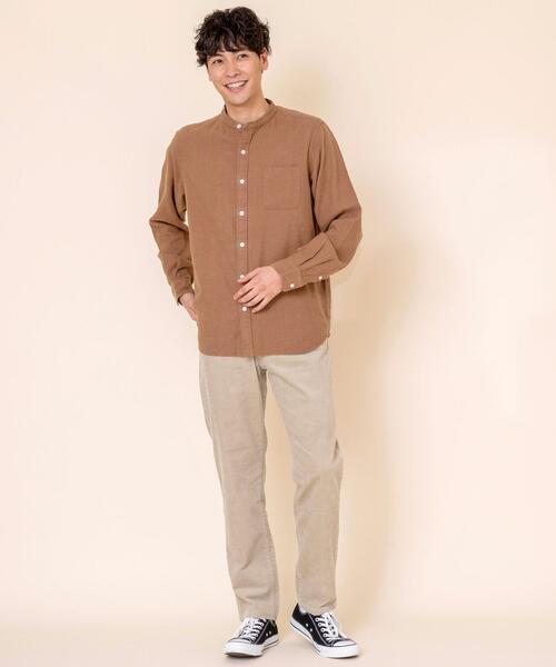 coen(コーエン)の「ウィンターリネンバンドカラーシャツ#(シャツ/ブラウス・メンズ・オフホワイト/ダークグリーン/ネイビー/ベージュ・X-LARGE/LARGE/MEDIUM/SMALL)」の9枚目の写真