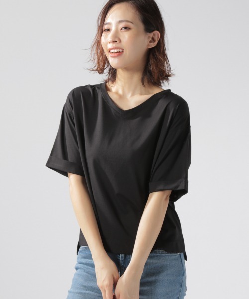 BAYFLOW(ベイフロー)の「カラーVネックTシャツ(Tシャツ/カットソー・レディース・ボルドー/ブラック/モカ/ホワイト/カーキ/アイボリー・MEDIUM/SMALL)」の22枚目の写真
