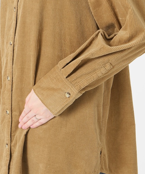 SLOBE IENA（スローブイエナ）の「ライトコールロングシャツ【手洗い可能】◆（シャツ/ブラウス・レディース・グレー/パープル系その他/キャメル・FREE）」の16枚目の写真