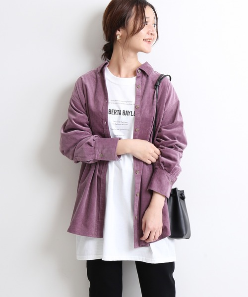 SLOBE IENA（スローブイエナ）の「ライトコールロングシャツ【手洗い可能】◆（シャツ/ブラウス・レディース・グレー/パープル系その他/キャメル・FREE）」の21枚目の写真