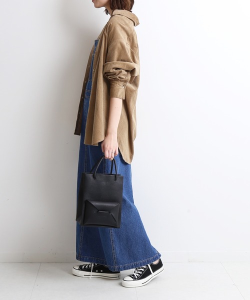 SLOBE IENA（スローブイエナ）の「ライトコールロングシャツ【手洗い可能】◆（シャツ/ブラウス・レディース・グレー/パープル系その他/キャメル・FREE）」の15枚目の写真