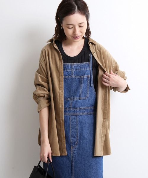 SLOBE IENA（スローブイエナ）の「ライトコールロングシャツ【手洗い可能】◆（シャツ/ブラウス・レディース・グレー/パープル系その他/キャメル・FREE）」の18枚目の写真