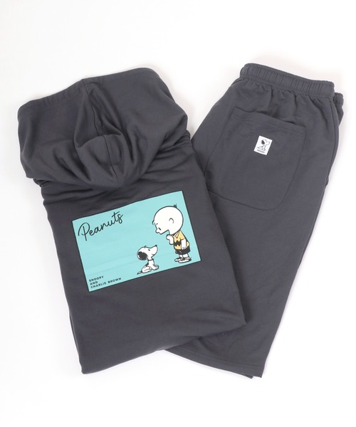 Snoopy long sleeve zip hoodie x half pants setup
