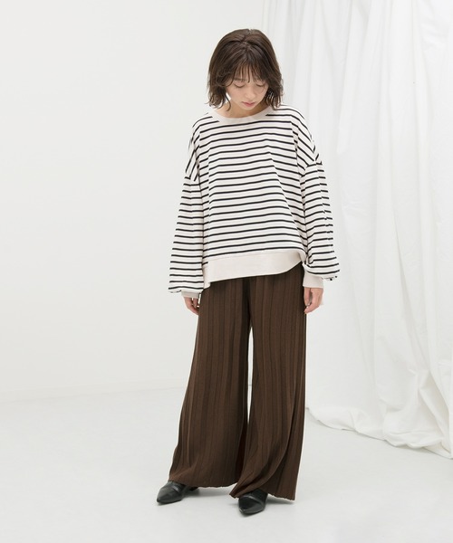 Ambre Neige(アンブルネージュ)の「ニットプリーツパンツ/【WEB/EC限定商品】(その他パンツ・レディース・ダークブラウン/アイボリー/ダークパープル・FREE)」の4枚目の写真