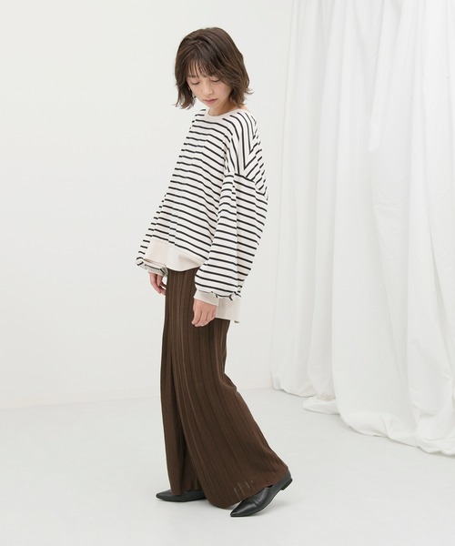 Ambre Neige(アンブルネージュ)の「ニットプリーツパンツ/【WEB/EC限定商品】(その他パンツ・レディース・ダークブラウン/アイボリー/ダークパープル・FREE)」の5枚目の写真