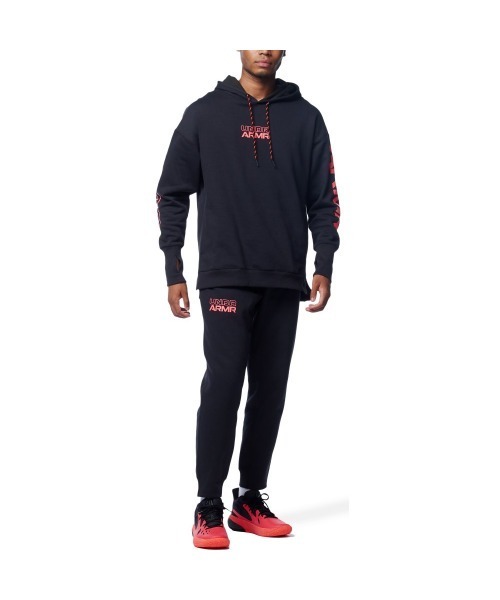 UNDER ARMOUR（アンダーアーマー）の「UAフリース プルオーバー フーディー J(バスケットボール/MEN)（ナイロンジャケット・メンズ・ブラック/グレー・SM/XL/XXL/3XL/LG/MD/4XL）」の4枚目の写真