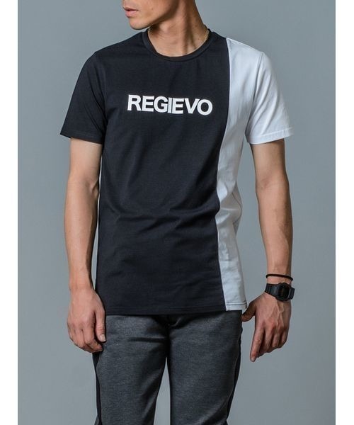 REGIEVO(レジエボ)の「【REGIEVO】REGIEVOロゴTシャツ(Tシャツ/カットソー・メンズ・ブラック×ホワイト/ホワイト×ブラック/グレー×ホワイト・S/L/XL/M)」の1枚目の写真