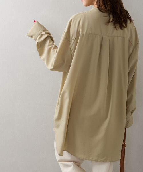 SpRay（スプレイ）の「ピンタックバンドカラ－ロングシャツ（シャツ/ブラウス・レディース・オフホワイト/ライトグリーン/スミクロ・FREE）」の19枚目の写真