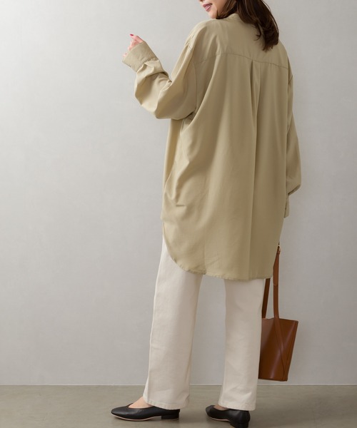 SpRay（スプレイ）の「ピンタックバンドカラ－ロングシャツ（シャツ/ブラウス・レディース・オフホワイト/ライトグリーン/スミクロ・FREE）」の13枚目の写真