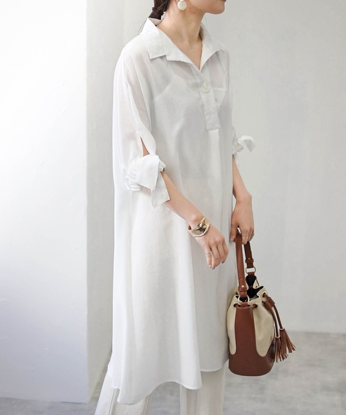 【美品】STUDIOS パネルヘムシャツワンピース ホワイト STUDIOUS（ステュディオス）の「【STUDIOUS/ステュディオス