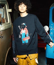 go slow caravan | 【 NISSAN×go slow caravan 】USA/C RALLYメカニック猫 ロングスリーブTEE(Tシャツ/カットソー)