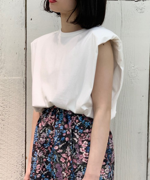 CIAOPANIC（チャオパニック）の「■バイオ天竺肩パットTシャツ（Tシャツ/カットソー・レディース・ホワイト/ブラック・FREE）」の9枚目の写真