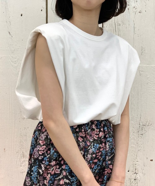 CIAOPANIC（チャオパニック）の「■バイオ天竺肩パットTシャツ（Tシャツ/カットソー・レディース・ホワイト/ブラック・FREE）」の8枚目の写真