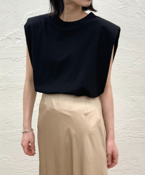 CIAOPANIC（チャオパニック）の「■バイオ天竺肩パットTシャツ（Tシャツ/カットソー・レディース・ホワイト/ブラック・FREE）」の15枚目の写真